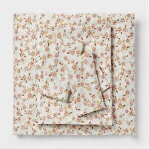Queen Easy Care Cotton Blend Sateen Sheet Set Pink Multi Floral Room Essentials